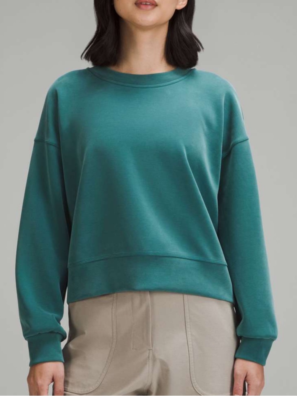 Lululemon Softstreme Perfectly Oversized Cropped Crew Storm Teal 12